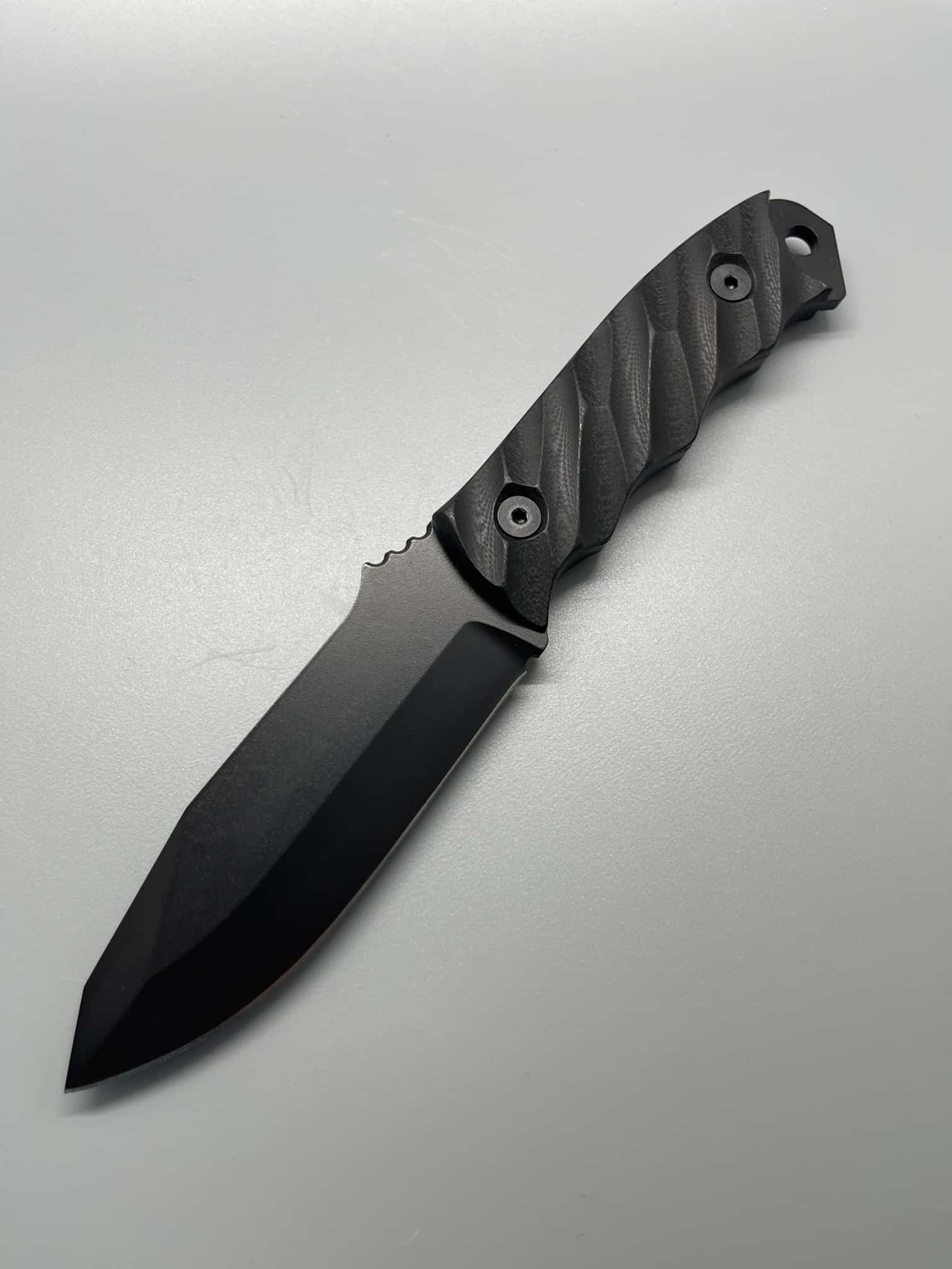 Half Face Blades Disaster Jr Cpm3v Black Cerakote Black Textured Grips Tts Gear Tactical 